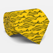 Cravate École de poisson - Vert pâle sur l'ambre (Roulé)