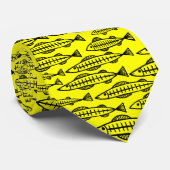 Cravate École de poissons - Jaune (Roulé)