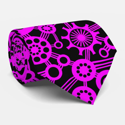 Cravate Écosystème - Magenta et noir (Roulé)