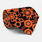 Cravate Écosystème - Orange d'automne sur Noir (Roulé)