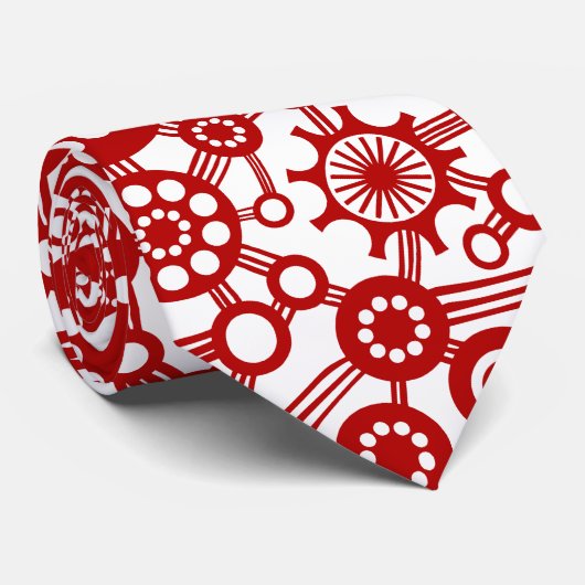 Cravate Écosystème - Rouge rubis sur blanc (Roulé)