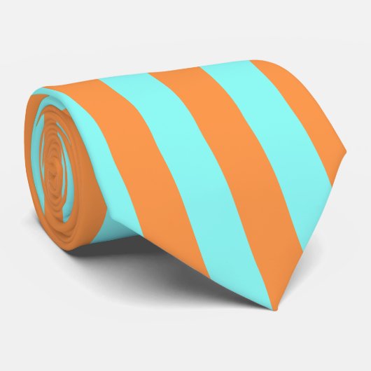 Cravate Ecouter d'été Aqua et Light Orange (Roulé)