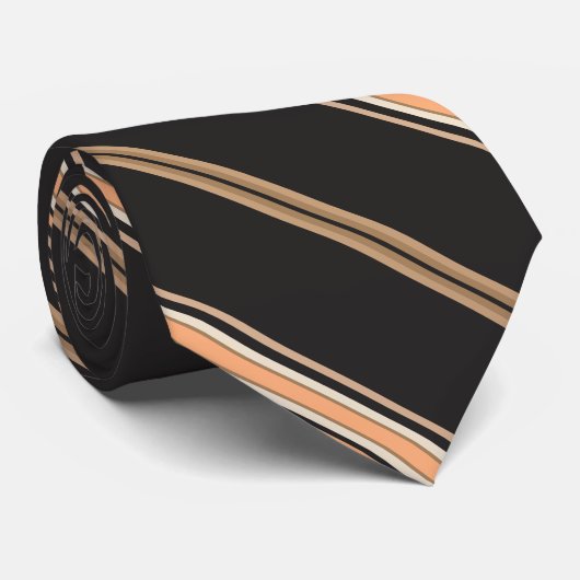 Cravate Écran noir, tan et blanc (Roulé)