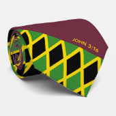 Cravate Écriture chrétienne de JAMAÏQUE Jean 3:16 Bourgogn (Roulé)