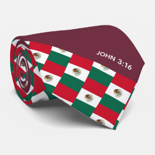 Cravate Écriture chrétienne MEXIQUE Jean 3:16 Bourgogne