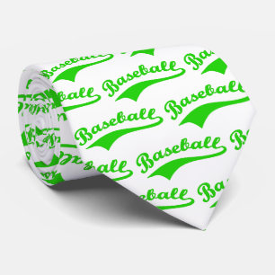 Cravate Écriture de baseball en vert