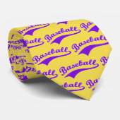 Cravate Écriture de baseball en violet (Roulé)