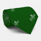 Cravate Écriture moderne motif de nom blanc vert (Roulé)
