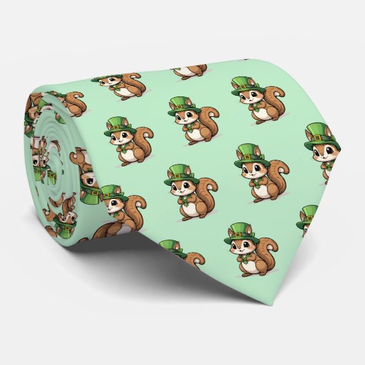 Cravate Écureuil mignon de la Saint-Patrick avec chapeau v (Roulé)