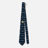 Cravate Edelweiss and Edelweiss pattern on black tie (Devant)