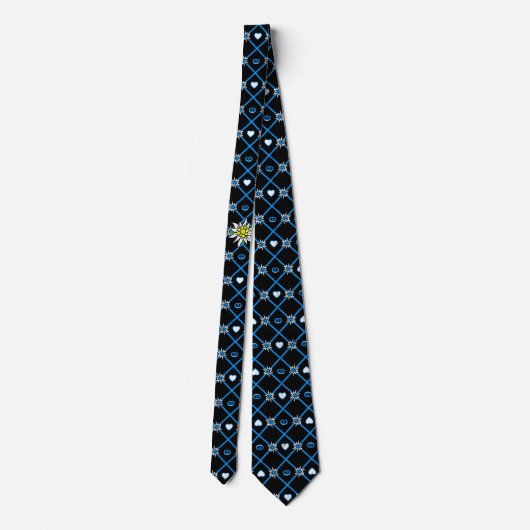 Cravate Edelweiss and Edelweiss pattern on black tie (Dos)
