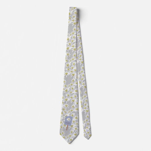 Cravate Edelweiss Fleur sauvage Motif des Alpes Boho (Devant)