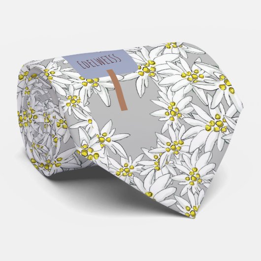 Cravate Edelweiss Fleur sauvage Motif des Alpes Boho (Roulé)