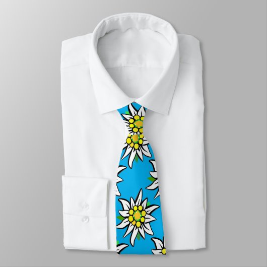 Cravate Edelweiss on light blue pattern (Attaché)