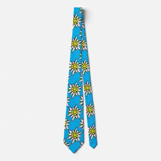 Cravate Edelweiss on light blue pattern (Devant)
