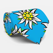 Cravate Edelweiss on light blue pattern (Roulé)