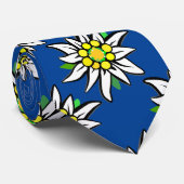 Cravate Edelweiss sur bleu (Roulé)