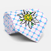 Cravate Edelweiss sur fond bleu blanc (Roulé)