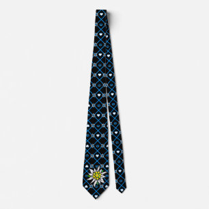 Cravate Edelweiss sur fond noir