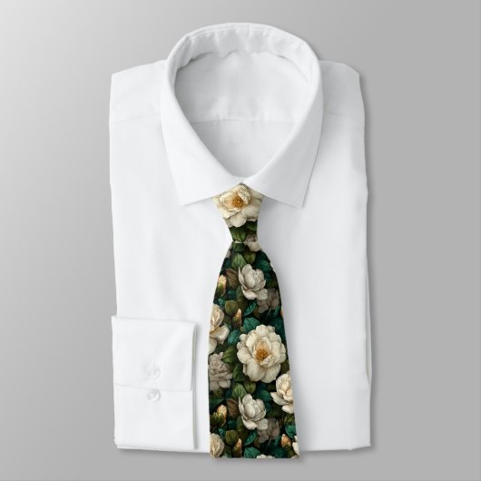 Cravate Edgy Groomsmen Gift Gardenias Flower (Attaché)