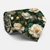 Cravate Edgy Groomsmen Gift Gardenias Flower (Roulé)