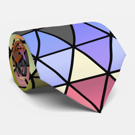 Cravate Édredon d'hexagone (arc-en-ciel chaud) (Roulé)