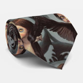 Cravate Edwin gothique corbeau noir grunge  (Roulé)