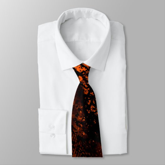 Cravate Effet de taches de peinture orange et noir (Attaché)