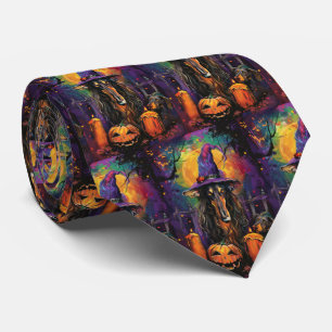 Cravate Éffrayant Afghan Hound Halloween sorcière et Citro