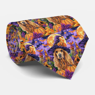 Cravate Éffrayant Cocker Spaniel Dog Halloween Witch Citro