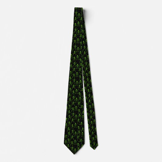 Cravate Éffrayant Dancing Bright Green Skeletons Motif (Devant)