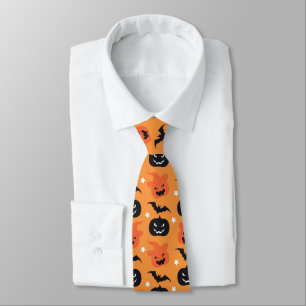 Cravate éffrayant Halloween citrouille carrelé motif