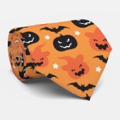 Cravate éffrayant Halloween citrouille carrelé motif (Roulé)