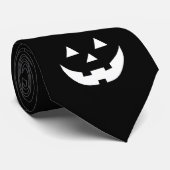 Cravate Éffrayant noir blanc Jack-o'-lantern visage Hallow (Roulé)
