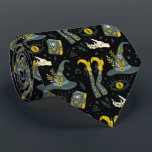 Cravate Éffrayant vibe coloré symboles halloween motif<br><div class="desc">Halloween éffrayant vibe,  symboles colorés,  motif sans couture dans les tons bleu-gris et jaune sur un arrière - plan noir.</div>