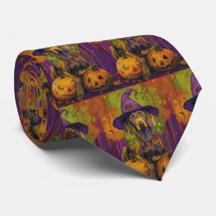 Cravate Éffrayant Weimaraner Chien Halloween sorcière et C