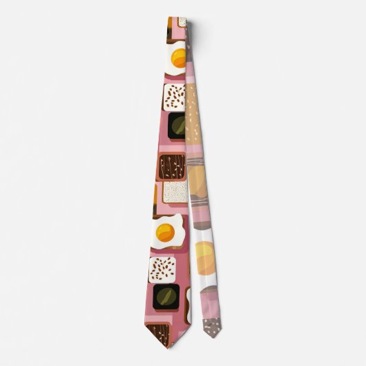 Cravate Eggs on Toast Pattern Tie – Fun Breakfast Food Ill (Devant)