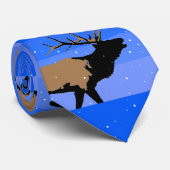 Cravate Élans de Bugling en hiver - art original de faune (Roulé)
