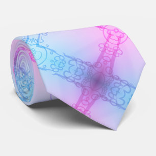 Cravate Électrique Néon rose bleu pastel Trans Pride Plaid