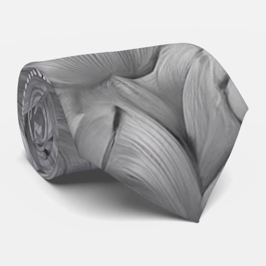 Cravate Élégance en fleur d'argent Imprimer (AI+Humain) (Roulé)