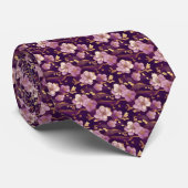 Cravate Élégance enchantée Purple Eggplant Necktie Florale (Roulé)