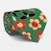 Cravate Élégance fleurit : Vert japonais floral (Roulé)