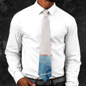 Cravate Élégance mystique | Turquoise Bleu et Rose Or Agat