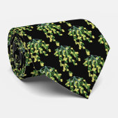 Cravate Élégance noire Mistletoe de Noël (Roulé)