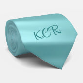 Cravate Elégant Aqua Blue Swirl Motif Monogrammes Initiale (Roulé)