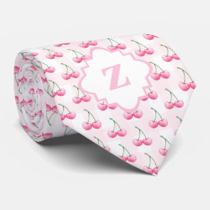 Cravate Elégant aquarelle rose cerisier Monogramme