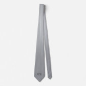 Cravate Élégant Argent Gris Classique Monogramme Initiales (Devant)