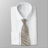 Cravate Elégant Argent Gris Palm Leaf Motif Initiales (Attaché)