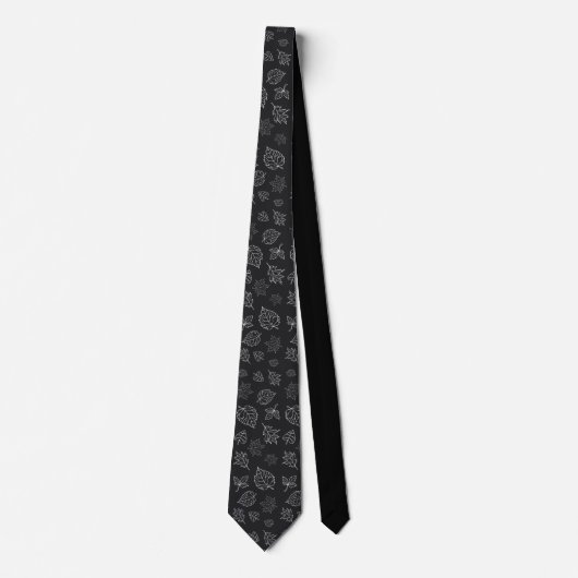 Cravate Elegant Autumn Skeleton Leaf Pattern Black (Devant)