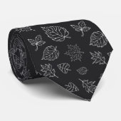Cravate Elegant Autumn Skeleton Leaf Pattern Black (Roulé)